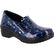 Easy WORKS by Easy Street Leeza Navy Floral Women's Slip-Resistant Patent Slip-on Work Shoe, , large