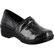 Easy WORKS by Easy Street Lyndee Black Raindrops Women's Slip-Resistant Patent Slip-On Work Shoe, , large