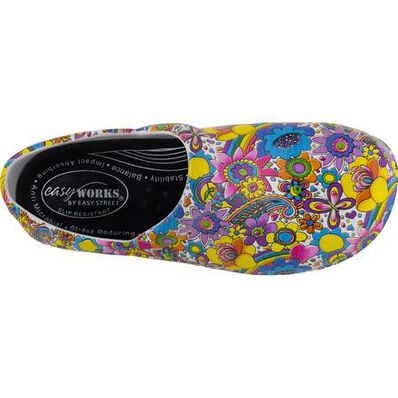 Easy WORKS by Easy Street Kris Bright Multi Floral Women's Slip-Resistant Slip-on Shoe, , large