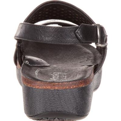 4EurSole Sprightly Women's Black Low Wedge Slingback Sandal, , large