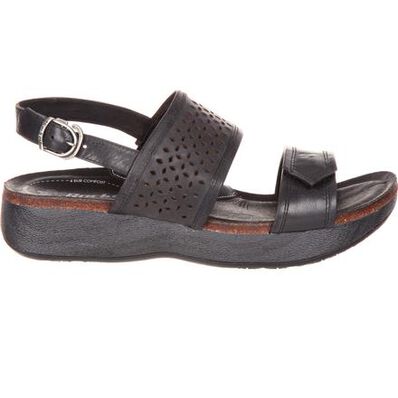 4EurSole Sprightly Women's Black Low Wedge Slingback Sandal, , large