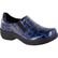Easy WORKS by Easy Street Bind Women's Navy Midnight Sunflowers Patent Leather Slip-Resistant Clog, , large