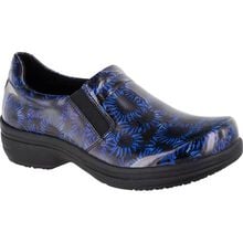 Easy WORKS by Easy Street Bind Women's Navy Midnight Sunflowers Patent Leather Slip-Resistant Clog