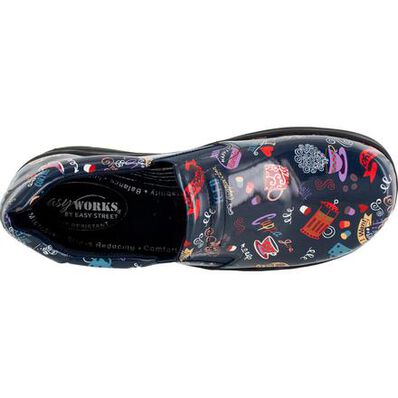 Easy WORKS by Easy Street Bind Women's Hot Coffee Patent Leather Slip-Resistant Clog, , large