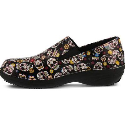 Spring Step Ferrara Small Sugar Skull Women's Slip-Resistant Slip-On Work Shoe, , large