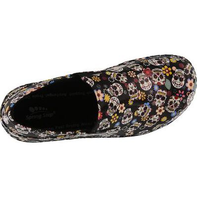 Spring Step Ferrara Small Sugar Skull Women's Slip-Resistant Slip-On Work Shoe, , large