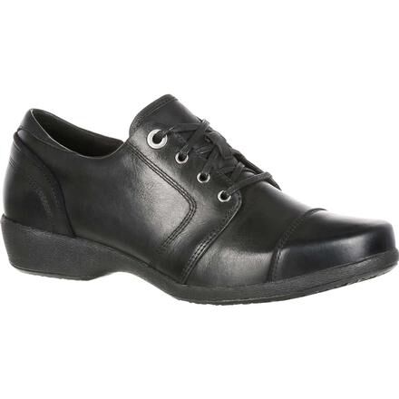 4EurSole Rococo Women s Black Leather Low Wedge Lacer RKH142