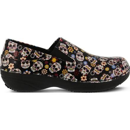 Buy the Spring Step Ferrara Small Sugar Skull Women s Slip Resistant Slip On Work Shoe FERRARASS