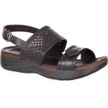 4EurSole Sprightly Women's Black Low Wedge Slingback Sandal