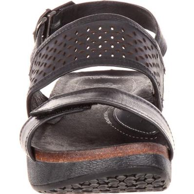 4EurSole Sprightly Women's Black Low Wedge Slingback Sandal, , large