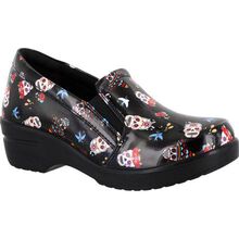 Easy WORKS by Easy Street Leeza Festive Skulls Women's Slip-Resistant Patent Slip-On Shoe